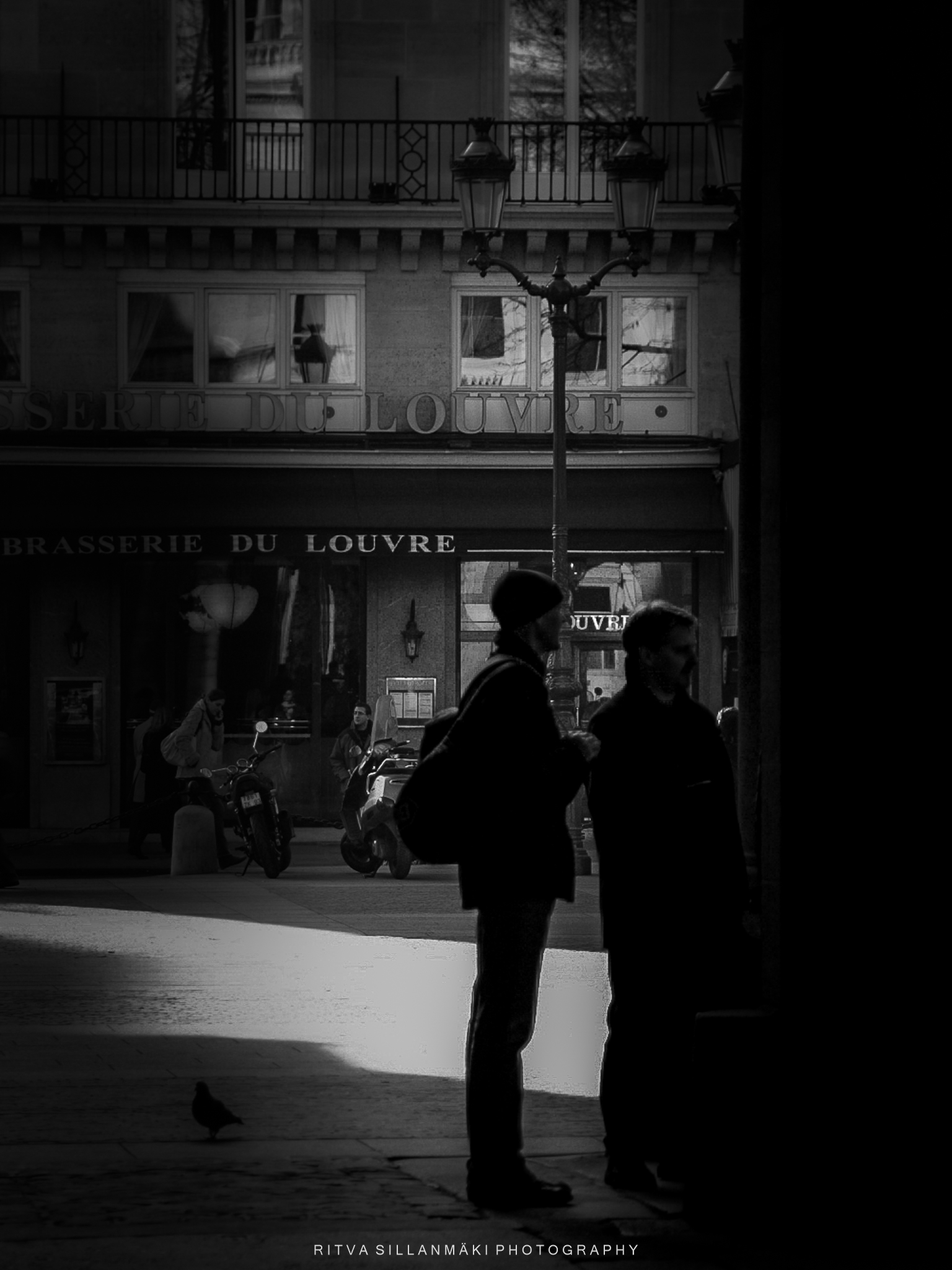 Urban street scene with cafe backdrop